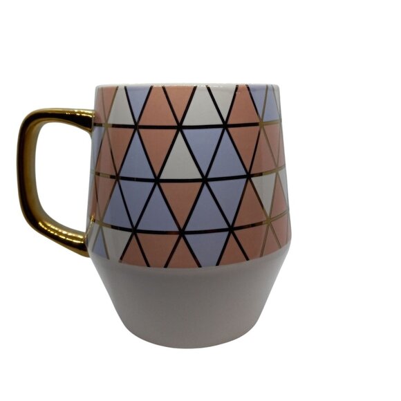 Edible Arrangements Geometric Triangles Ceramic Mug Gold Handle - Picture 1 of 5
